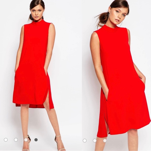 Closet Roll Neck Swing Dress - Red, Size US 4 - Picture 1 of 7